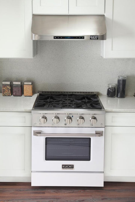 Kucht Professional 30 in. 4.2 cu ft. Natural Gas Range with White Door and Silver Knobs, KNG301-W