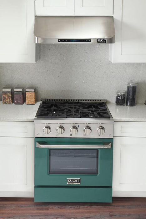 Kucht Professional 30 in. 4.2 cu ft. Propane Gas Range with Green Door and Silver Knobs, KNG301/LP-G