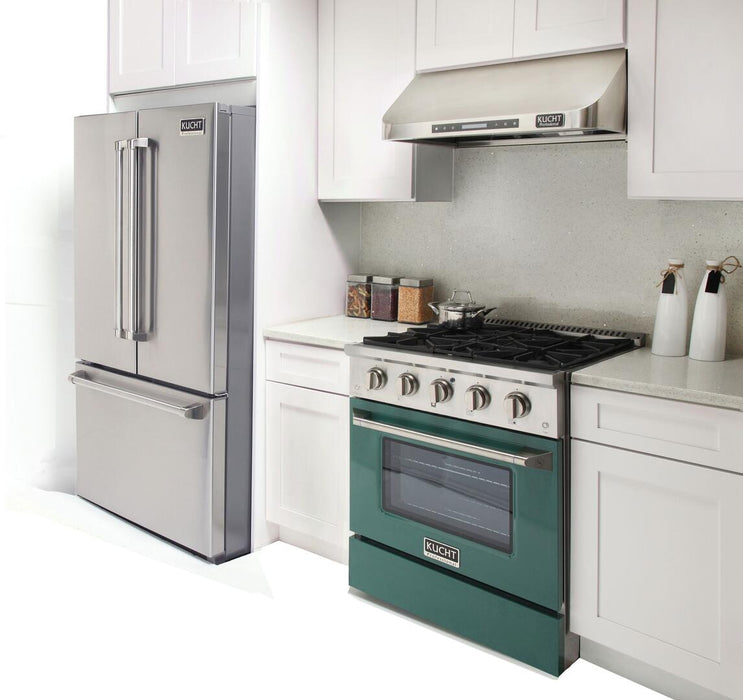 Kucht Professional 30 in. 4.2 cu ft. Natural Gas Range with Green Door and Silver Knobs, KNG301-G