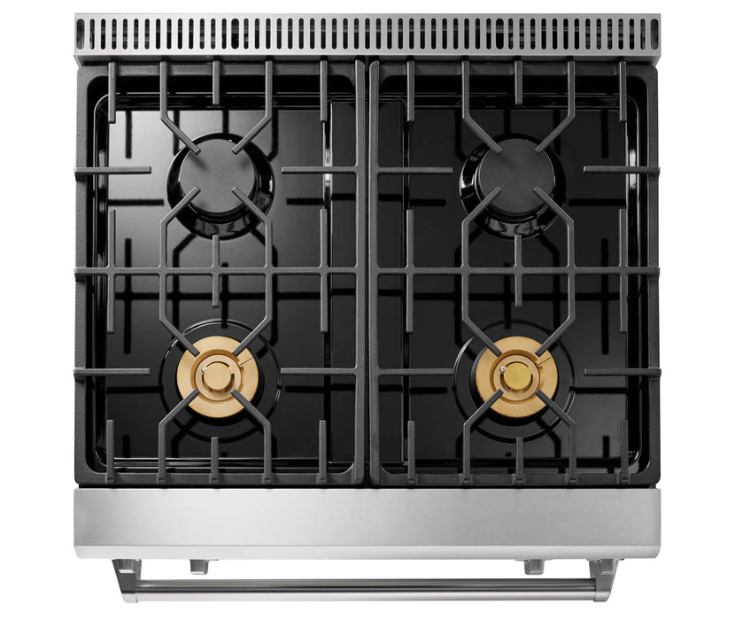 Thor Kitchen 3-Piece Appliance Package - 30-Inch Gas Range with Tilt Panel, Dishwasher & Refrigerator in Stainless Steel