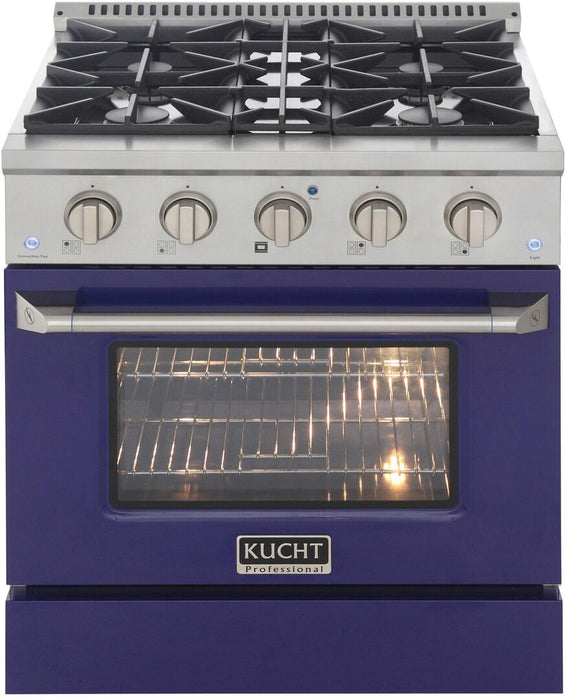 Kucht Professional 30 in. 4.2 cu ft. Propane Gas Range with Blue Door and Silver Knobs, KNG301/LP-B