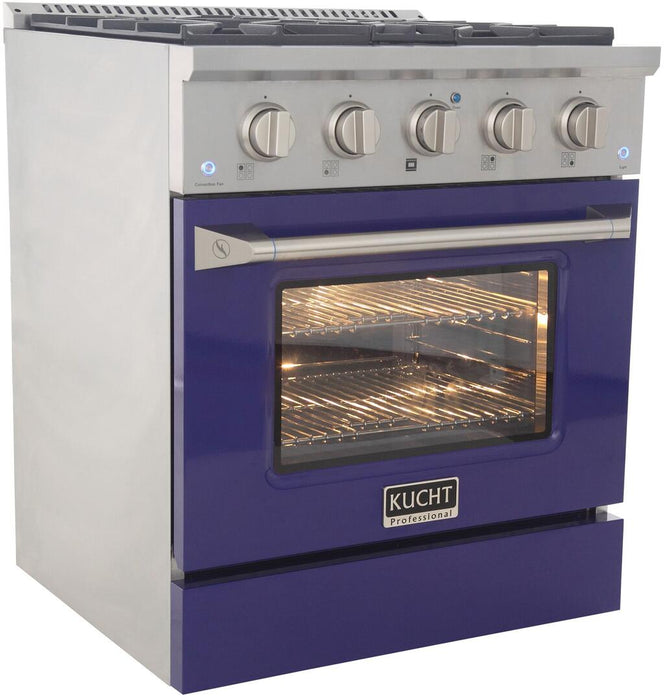 Kucht Professional 30 in. 4.2 cu ft. Natural Gas Range with Blue Door and Silver Knobs, KNG301-B