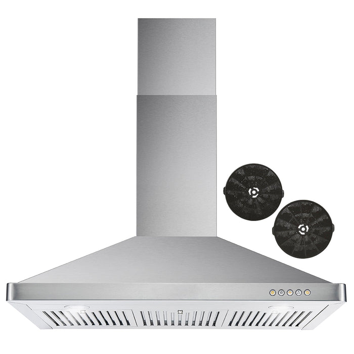 Cosmo 36" 380 CFM Convertible Wall Mount Range Hood with Push Button Controls and Carbon Filter Kit, COS-63190-DL