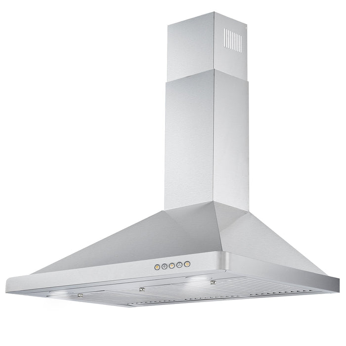 Cosmo 36" 380 CFM Convertible Wall Mount Range Hood with Push Button Controls and Carbon Filter Kit, COS-63190-DL