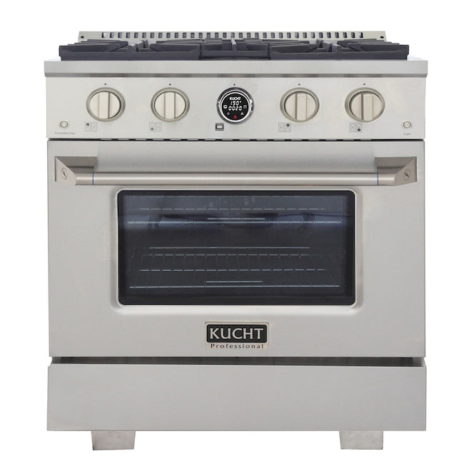 Kucht 30" 4.2 cu. ft. 4 Burner Natural Gas Dual Fuel Range in Stainless Steel with Digital Thermostat