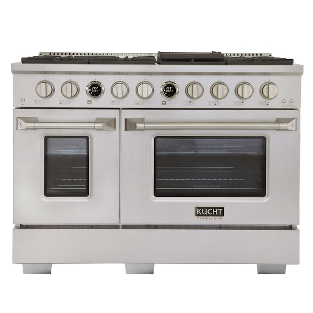 Kucht 48" 6.7 cu. ft. 8 Burner Natural Gas Dual Fuel Range in Stainless Steel with Digital Thermostat