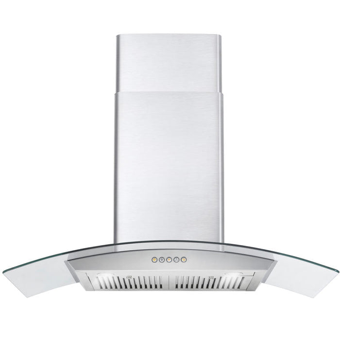 Cosmo 36" 380 CFM Convertible Wall Mount Range Hood with Glass Canopy and Push Button Controls, COS-668A900