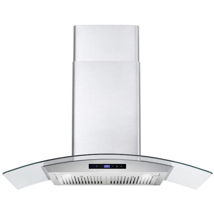 Cosmo 36" 380 CFM Convertible Wall Mount Range Hood with Glass Canopy and Digital Touch Controls, COS-668AS900