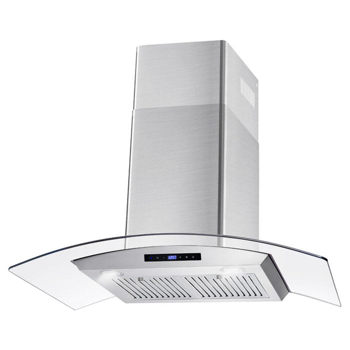 Cosmo Package - 36" Gas Range, Wall Mount Range Hood, Dishwasher, Refrigerator with Ice Maker and Wine Cooler, COS-5PKG-090