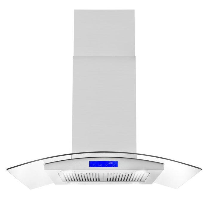 Cosmo 36" 380 CFM Convertible Island Range Hood with Glass Canopy and Digital Touch Controls, COS-668ICS900