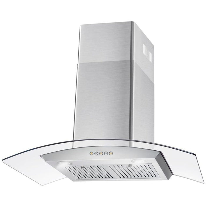 Cosmo 36" 380 CFM Convertible Wall Mount Range Hood with Glass Canopy and Push Button Controls, COS-668WRC90