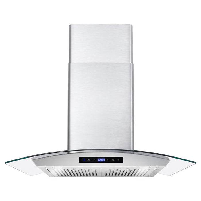 Cosmo 30" 380 CFM Convertible Wall Mount Range Hood with Glass Canopy and Digital Touch Controls, COS-668WRCS75