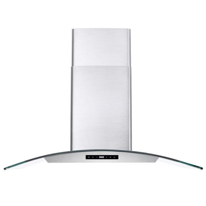 Cosmo 36" 380 CFM Convertible Wall Mount Range Hood with Glass Canopy, Digital Touch Controls and Carbon Filter Kit, COS-668WRCS90-DL