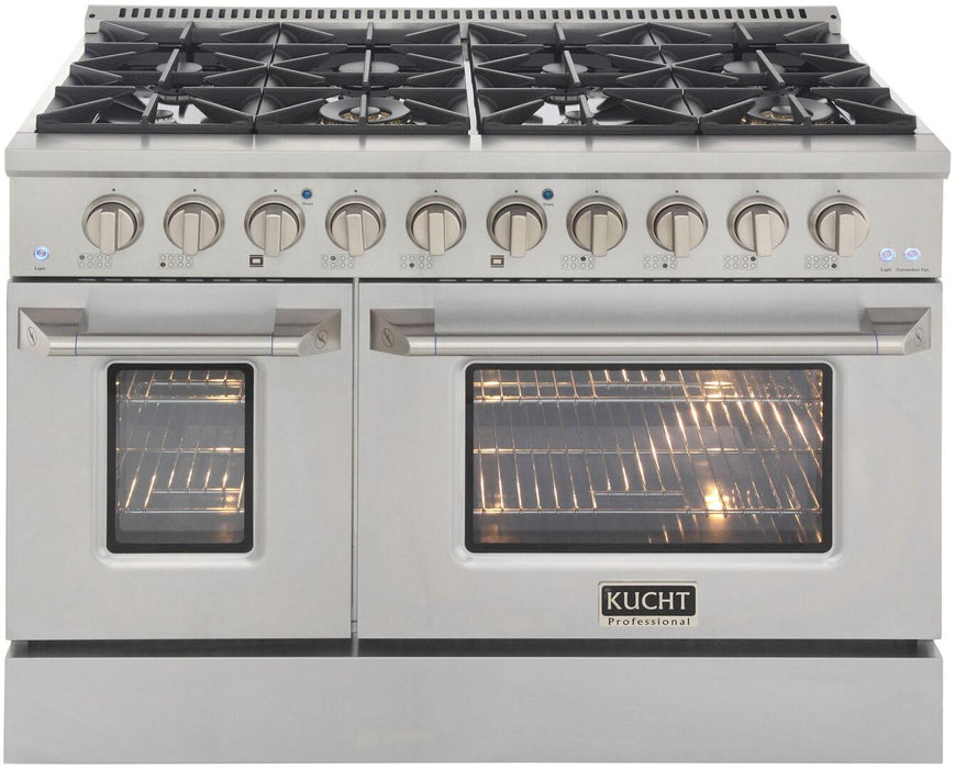 Kucht Professional 48 in. 6.7 cu ft. Natural Gas Range with Silver Knobs, KNG481-S