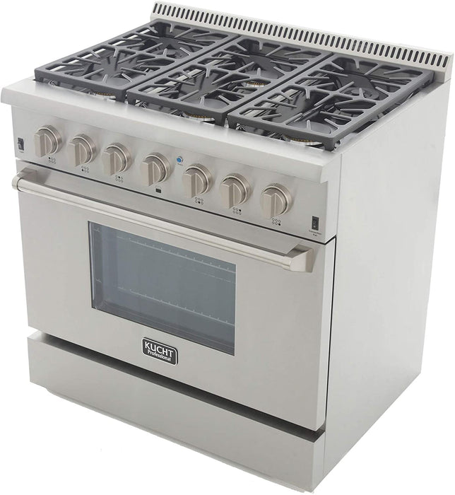 Kucht Professional 36 in. 5.2 cu ft. Natural Gas Range with Silver Knobs, KRG3618U-S