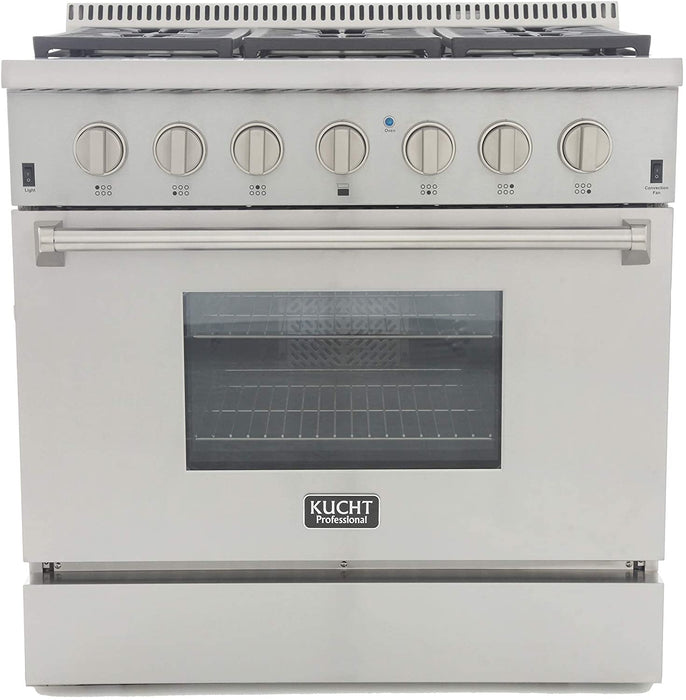 Kucht Professional 36 in. 5.2 cu ft. Natural Gas Range with Silver Knobs, KRG3618U-S