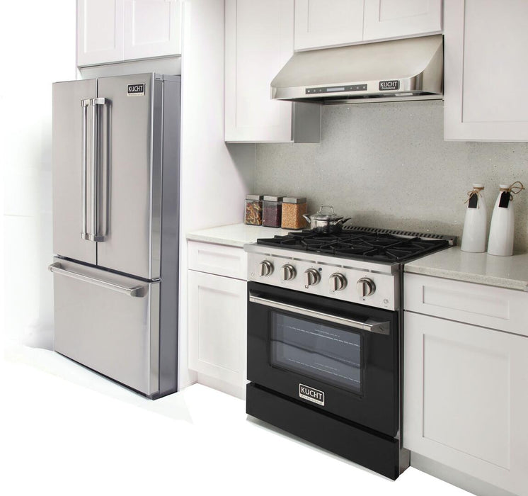 Kucht Professional 30 in. 4.2 cu ft. Natural Gas Range with Black Door and Silver Knobs, KNG301-K