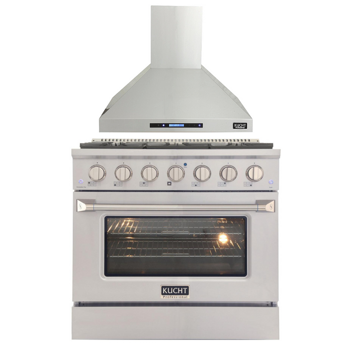 Kucht Professional 36 in. 5.2 cu ft. Natural Gas Range & Range Hood Package, AP-KNG361-S