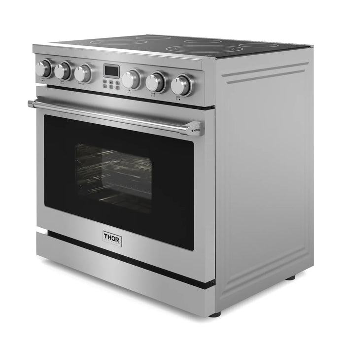 Thor Kitchen A-Series 2-Piece Appliance Package - 36-Inch Electric Range and Under Cabinet Range Hood in Stainless Steel