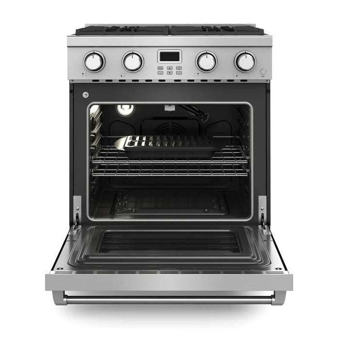 Thor Kitchen A-Series 2-Piece Appliance Package - 30-Inch Gas Range and Under Cabinet Range Hood in Stainless Steel