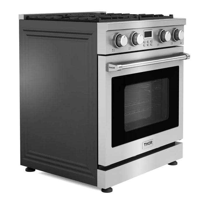 Thor Kitchen A-Series 2-Piece Appliance Package - 30-Inch Gas Range and Under Cabinet Range Hood in Stainless Steel