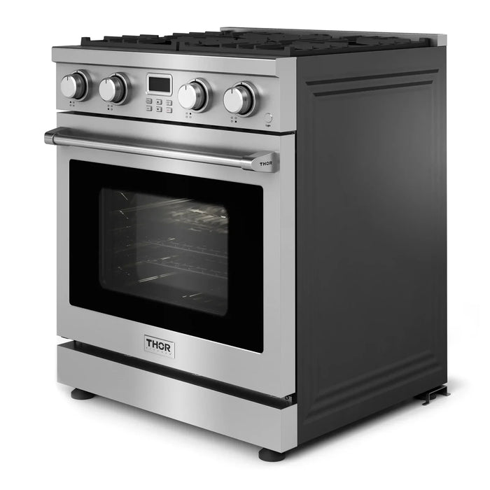 Thor Kitchen A-Series 2-Piece Appliance Package - 30-Inch Gas Range and Under Cabinet Range Hood in Stainless Steel