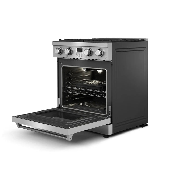 Thor Kitchen A-Series 2-Piece Appliance Package - 30-Inch Gas Range and Under Cabinet Range Hood in Stainless Steel