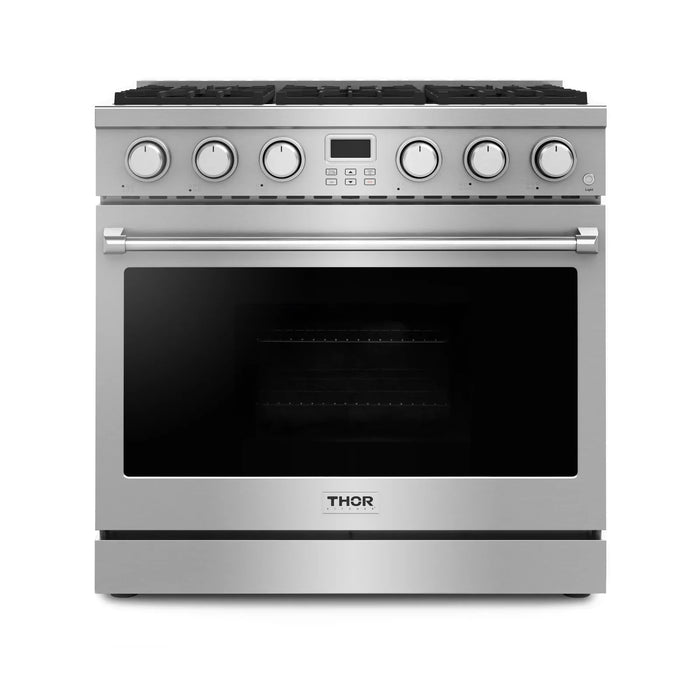 Thor Kitchen A-Series 2-Piece Appliance Package - 36-Inch Gas Range and Under Cabinet Range Hood in Stainless Steel