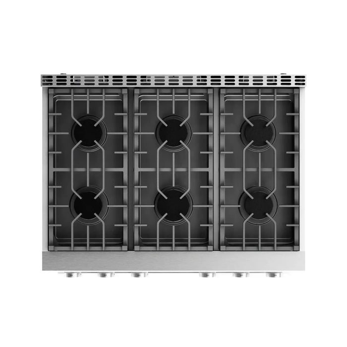 Thor Kitchen A-Series 2-Piece Appliance Package - 36-Inch Gas Range and Pro-Style Wall Mount Range Hood in Stainless Steel