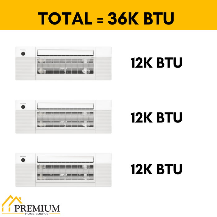 MRCOOL DIY Mini Split - 36,000 BTU 3 Zone Ceiling Cassette Ductless Air Conditioner and Heat Pump with 35 ft. Install Kit, DIYM336HPC05C49