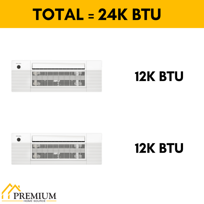 MRCOOL DIY Mini Split - 24,000 BTU 2 Zone Ceiling Cassette Ductless Air Conditioner and Heat Pump with 16 and 35 ft. Install Kit, DIYM227HPC02C02