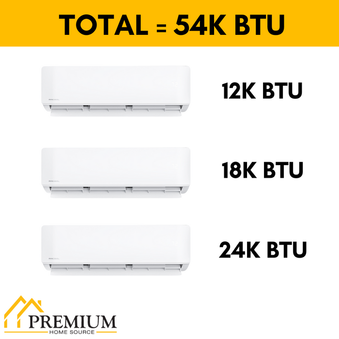 MRCOOL DIY Mini Split - 54,000 BTU 3 Zone Ductless Air Conditioner and Heat Pump, DIY-B-348HP121824