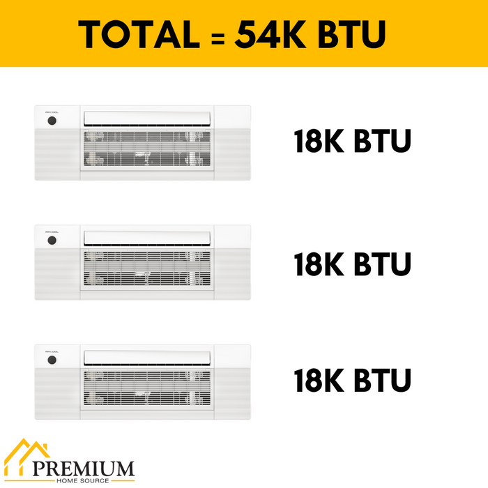 MRCOOL DIY Mini Split - 54,000 BTU 3 Zone Ceiling Cassette Ductless Air Conditioner and Heat Pump with 35 ft. Install Kit, DIYM348HPC02C49