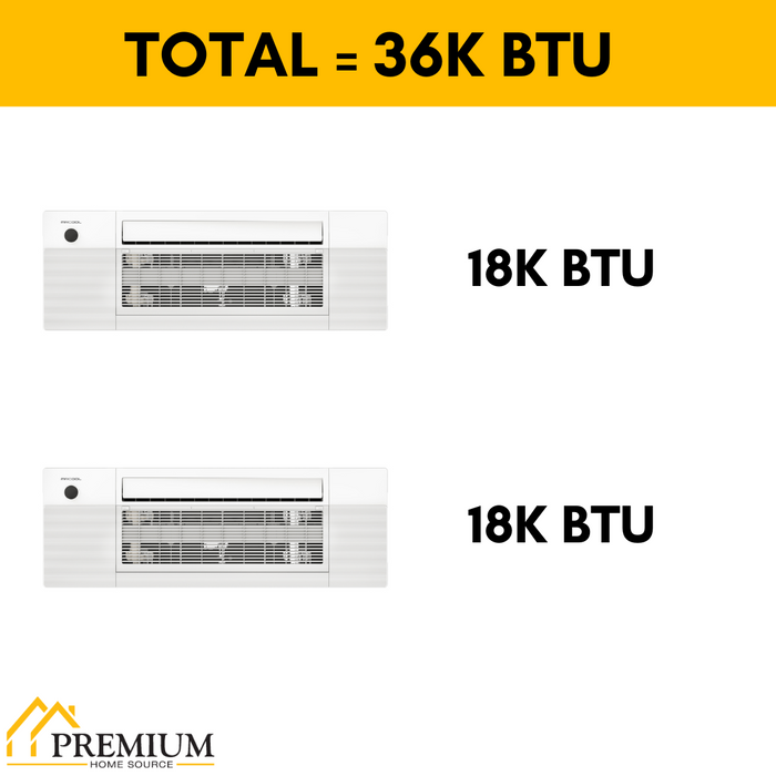 MRCOOL DIY Mini Split - 36,000 BTU 2 Zone Ceiling Cassette Ductless Air Conditioner and Heat Pump with 25 and 35 ft. Install Kit, DIYM236HPC01C08