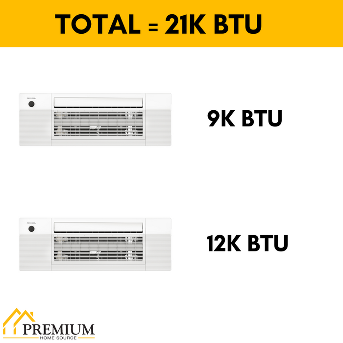 MRCOOL DIY Mini Split - 21,000 BTU 2 Zone Ceiling Cassette Ductless Air Conditioner and Heat Pump with 35 ft. Install Kit, DIYM218HPC01C13