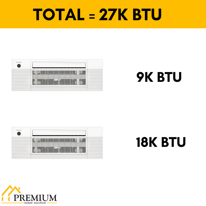 MRCOOL DIY Mini Split - 27,000 BTU 2 Zone Ceiling Cassette Ductless Air Conditioner and Heat Pump with 35 ft. Install Kit, DIYM227HPC01C13