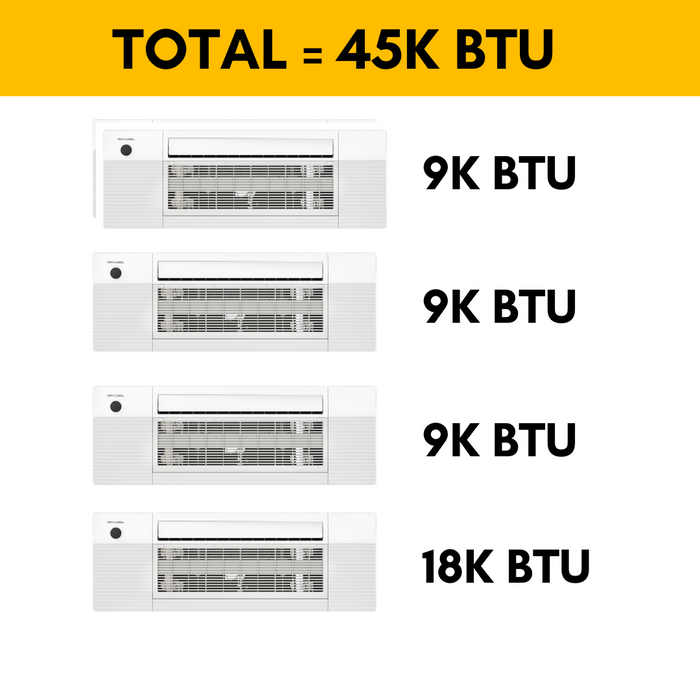 MRCOOL DIY Mini Split - 45,000 BTU 4 Zone Ceiling Cassette Ductless Air Conditioner and Heat Pump with 16 ft. Install Kit, DIYM448HPC01C00