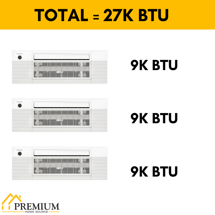 MRCOOL DIY Mini Split - 27,000 BTU 3 Zone Ceiling Cassette Ductless Air Conditioner and Heat Pump with 50 ft. Install Kit, DIYM327HPC00C74