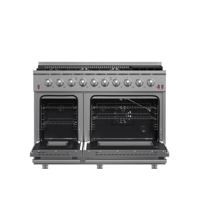 Forno 48" Freestanding Gas Range with 8 Sealed Burners in Stainless Steel, FFSGS6244-48