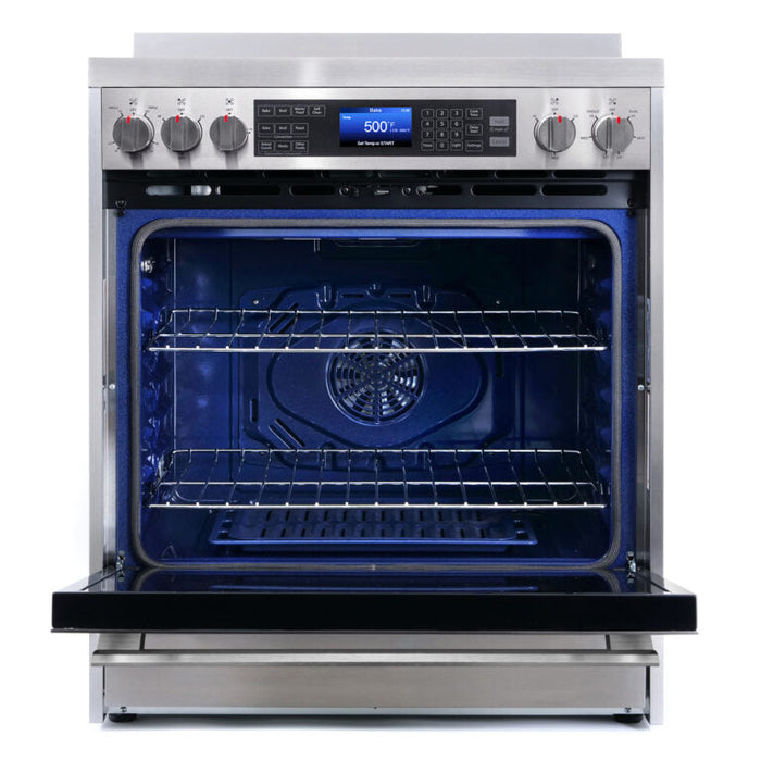 Cosmo Package - 30" Electric Range, Dishwasher, Refrigerator with Ice Maker, Wine Cooler and Microwave, COS-5PKG-238