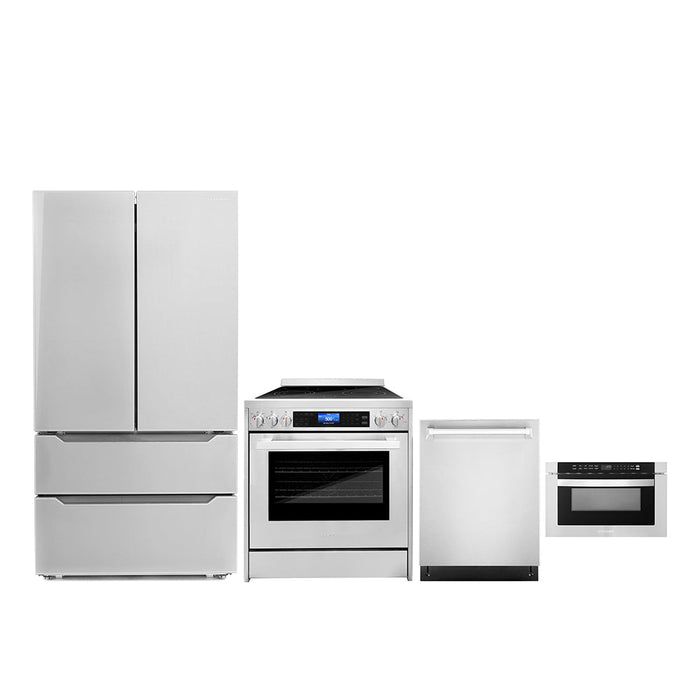 Cosmo Package - 30" Electric Range, Refrigerator with Ice Maker, Dishwasher and Microwave, COS-4PKG-267