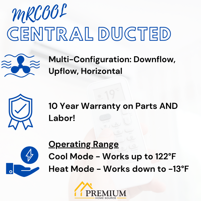 MRCOOL 30K BTU 18.5 SEER Ducted Air Handler and Condenser with 25 ft. Pre-Charged Line Set, CENTRAL-30-HP-230-25