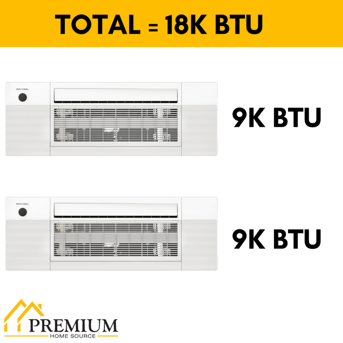 MRCOOL DIY Mini Split - 18,000 BTU 2 Zone Ceiling Cassette Ductless Air Conditioner and Heat Pump with 16 ft. and 25 ft. Install Kit, DIYM218HPC00C01