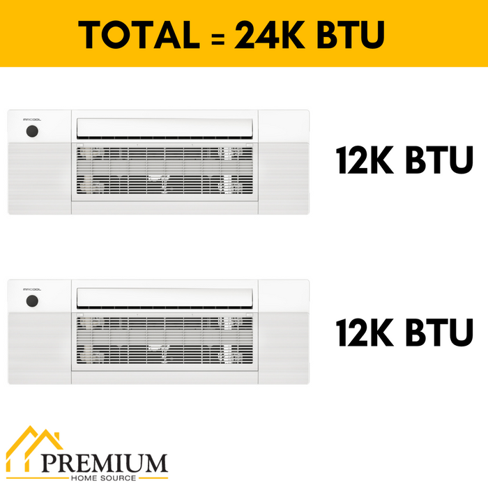 MRCOOL DIY Mini Split - 24,000 BTU 2 Zone Ceiling Cassette Ductless Air Conditioner and Heat Pump with 16 ft. and 25 ft. Install Kit, DIYM227HPC02C01