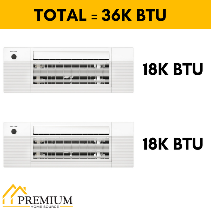 MRCOOL DIY Mini Split - 36,000 BTU 2 Zone Ceiling Cassette Ductless Air Conditioner and Heat Pump with 16 ft. Install Kit, DIYM236HPC01C00