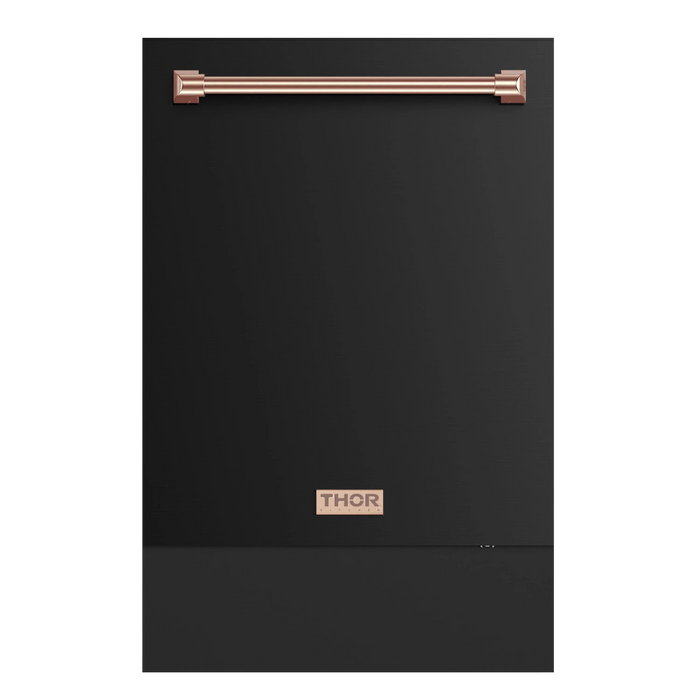 Thor Kitchen Gordon Ramsay 3-Piece Appliance Package - 30-Inch Electric Range with Tilt Panel Touch Control, Refrigerator, and Dishwasher in Black with Rose Gold Trim