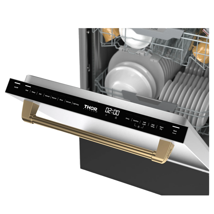 Thor Kitchen Gordon Ramsay Series 24 Inch Dishwasher in Stainless Steel with Bronze Trim (DW24X8BA99-BRZ)