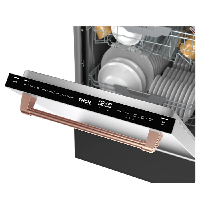 Thor Kitchen Gordon Ramsay Series 24 Inch Dishwasher in Stainless Steel with Rose Gold Trim (DW24X8BA99-RSG)