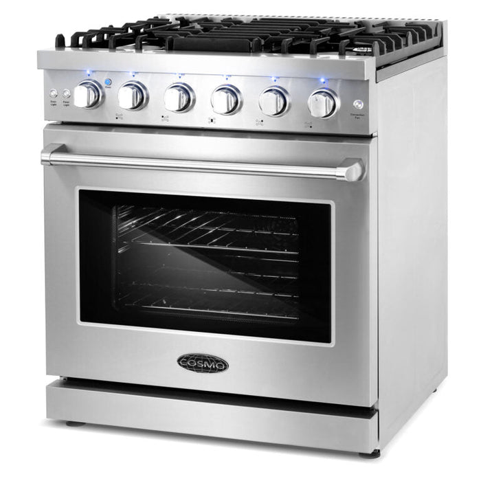 Cosmo 30" 4.5 cu. ft. Slide-In Freestanding Gas Range with 5 Sealed Burner and Convection Oven in Stainless Steel, COS-EPGR304