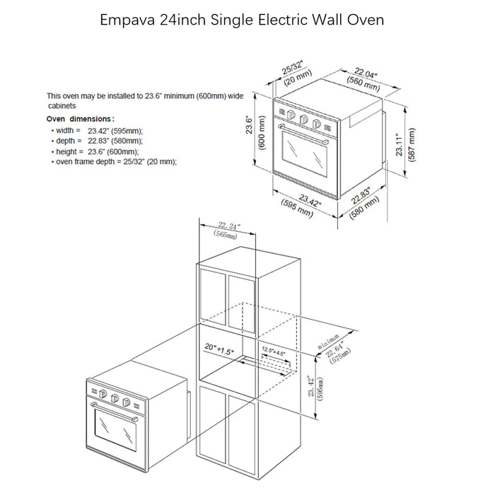 Empava 24" Single Electric Wall Oven  - 2.3 cu. ft, EMPV-24WOB14